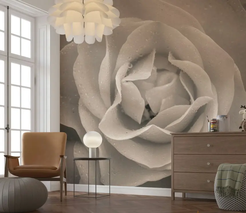 Sepia Rose Wall Mural