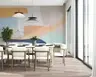 Soft Ochre Peach Blue Abstract Layers Wallpaper Mural 7