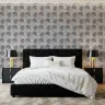 Serene Grey and Blue Floral Pattern Wallpaper 7