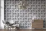 Serene Grey and Blue Floral Pattern Wallpaper 8