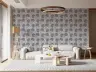 Serene Grey and Blue Floral Pattern Wallpaper 6