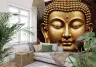 Golden Meditating Buddha Head Wall Mural 7