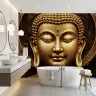 Golden Meditating Buddha Head Wall Mural 6