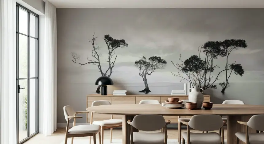Monochrome Treescape Serenity Wall Mural -532910