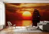 Vibrant Sunset Horizon Wall Mural with Flying Birds 8