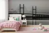 Monochrome Cable-Stayed Bridge Scenic Wall Mural 7