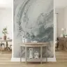 Elegant Silver Grey Abstract Fluid Art Wall Mural 8