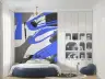 Dynamic Blue and Grey Abstract Art Wall Mural 8