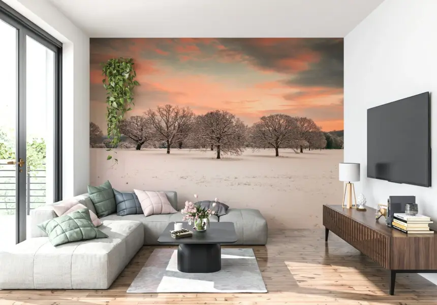 Snow Covered Field Wall Mural