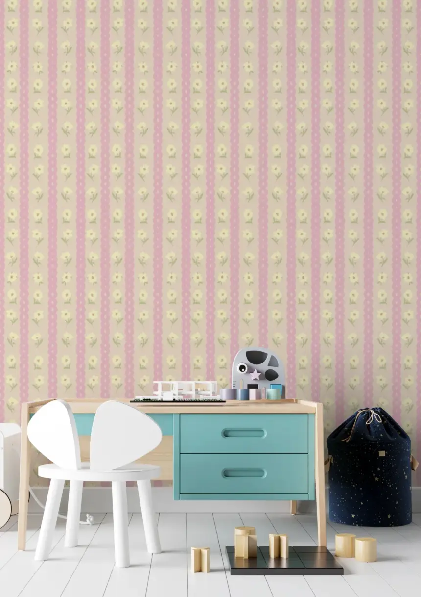 Soft Bloom Stripes Wallpaper