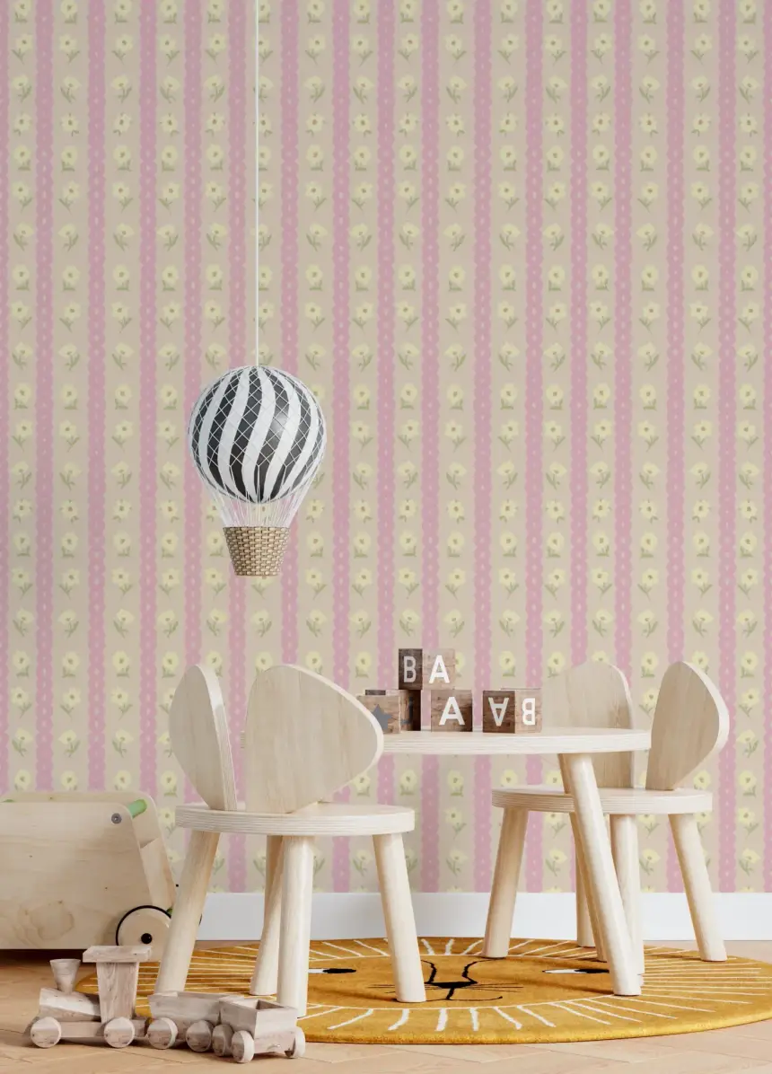 Soft Bloom Stripes Wallpaper