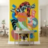 Pop Art Abstract Zebra Stripe Yellow Wallpaper Mural 8