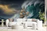 Vintage Ship Battling Stormy Sea Wall Mural 7