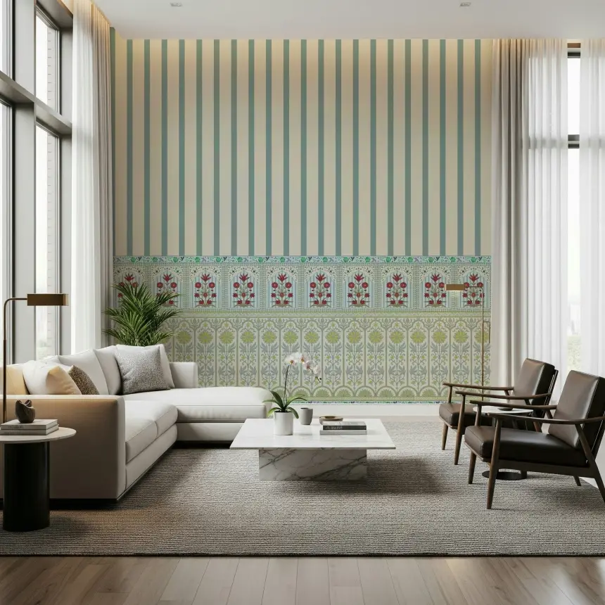 Striped Garden Border Wall Mural