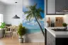 Sunny Palm Fronds and Blue Cloud Sky Wallpaper 6