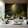 Mystical Sunlit Forest Wall Mural with Golden Rays 7