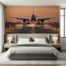 Dramatic Jet Plane Landing Runway Wall Mural 7