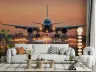 Dramatic Jet Plane Landing Runway Wall Mural 6