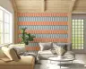 Coral Blue Scallop Stripe Pattern Wallpaper 6