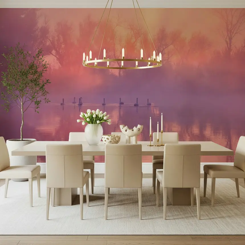 Swan Lake Sunrise Wall Mural -2343606