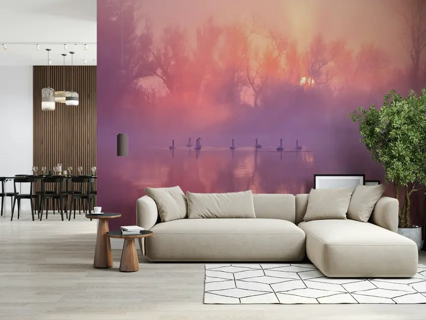 Swan Lake Sunrise Wall Mural -2343606