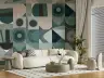Teal Geometric Abstract Wallpaper 7