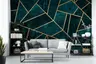 Emerald Gold Geometric Textured Wall Mural 7