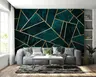 Emerald Gold Geometric Textured Wall Mural 6