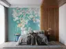Ethereal Teal Botanical Leaves Wall Mural 6