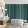 Modern Teal Vertical Stripe Wallpaper 8