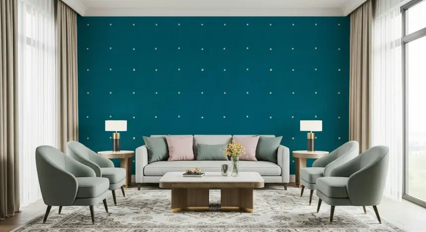 Teal Texture Grid Wallpaper