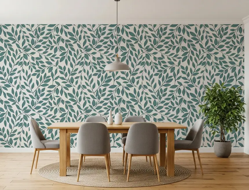 Teal Vines Wallpaper