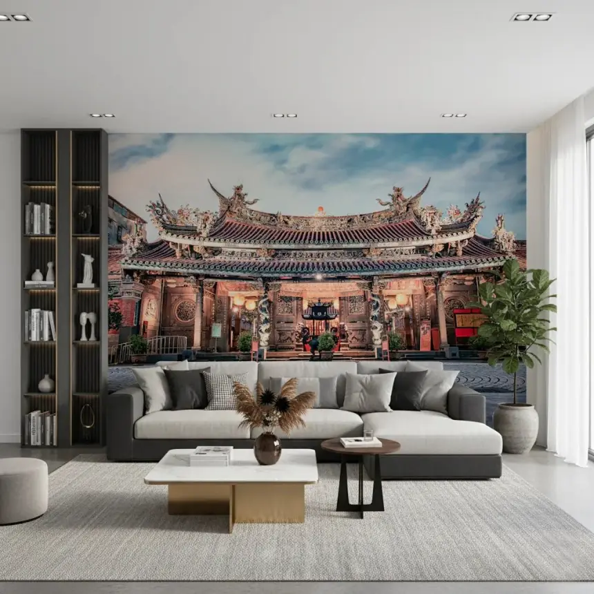 Temple Twilight Wall Mural