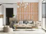 Modern Terracotta Geometric Woven Stripe Wallpaper 8