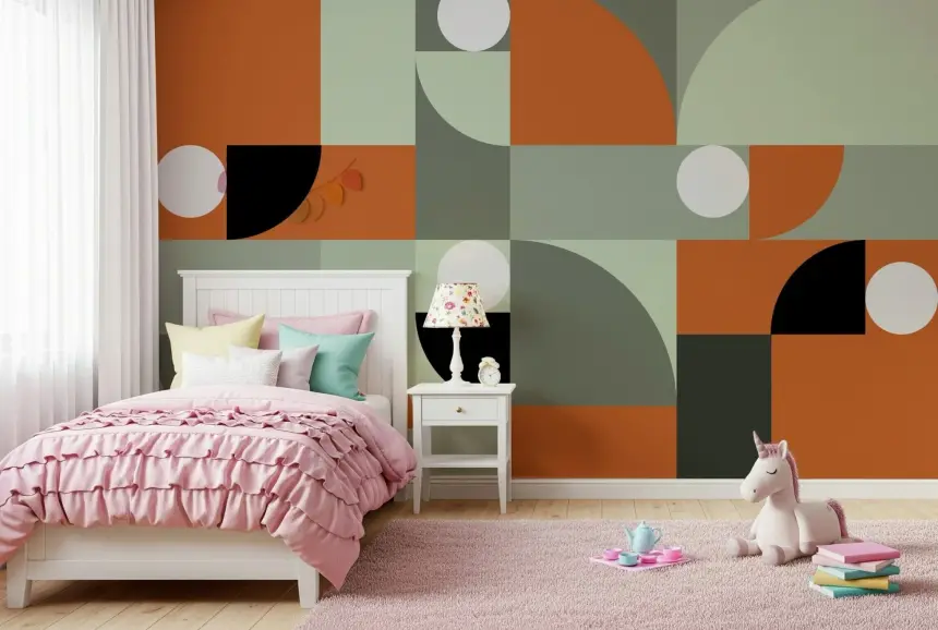 Terracotta and Gray Wall Mural