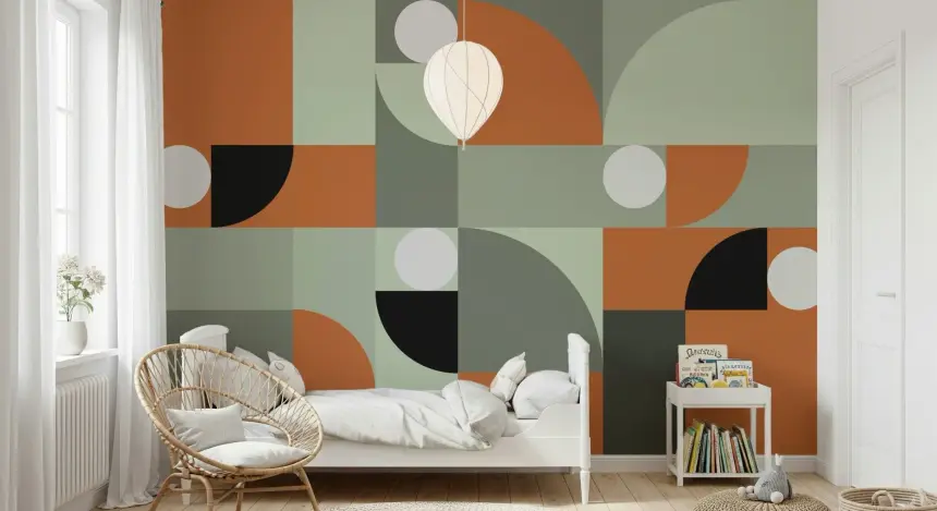 Terracotta and Gray Wall Mural