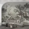 Greyscale Marine Life Engraving Wall Mural 7