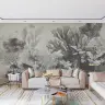 Greyscale Marine Life Engraving Wall Mural 6