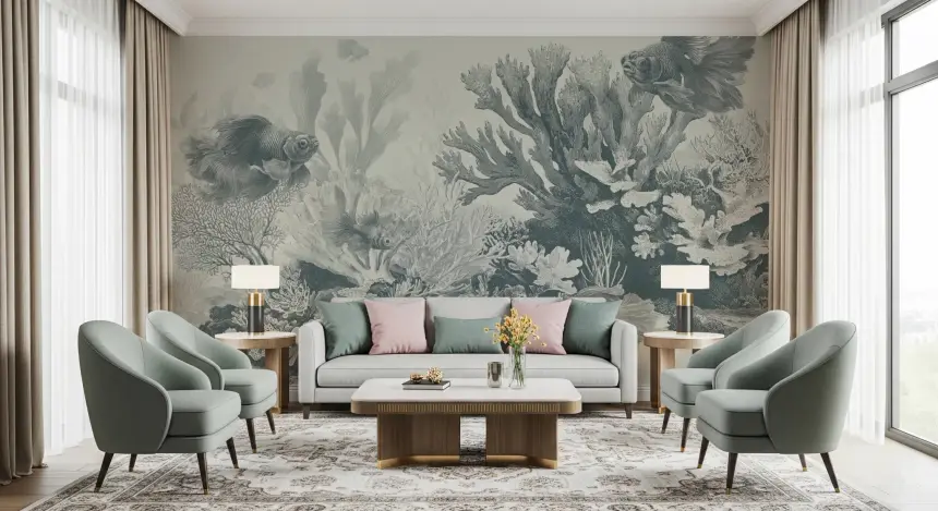 The Aquarium - Teal Wall Mural