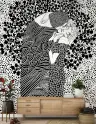 Abstract Monochrome Embrace Wall Mural 7
