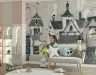 Whimsical Town & Monkey Adventure Wall Mural 7