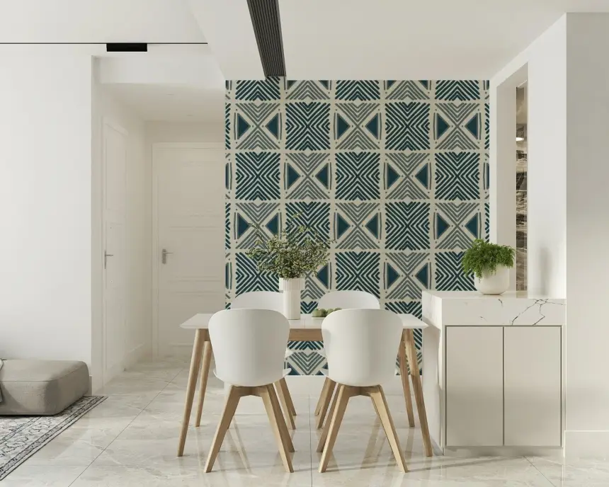 Tribal Denim Motif Wallpaper