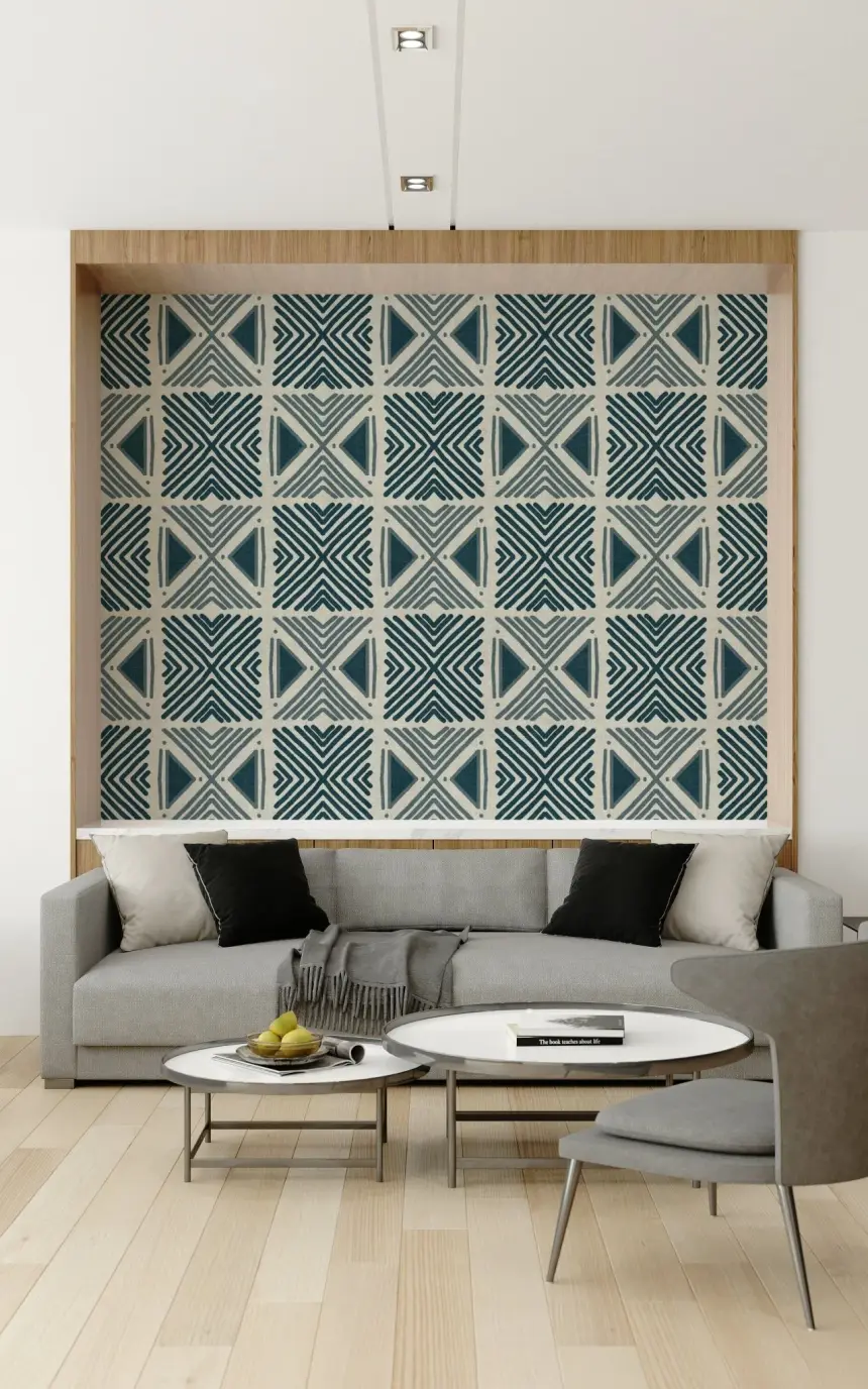 Tribal Denim Motif Wallpaper