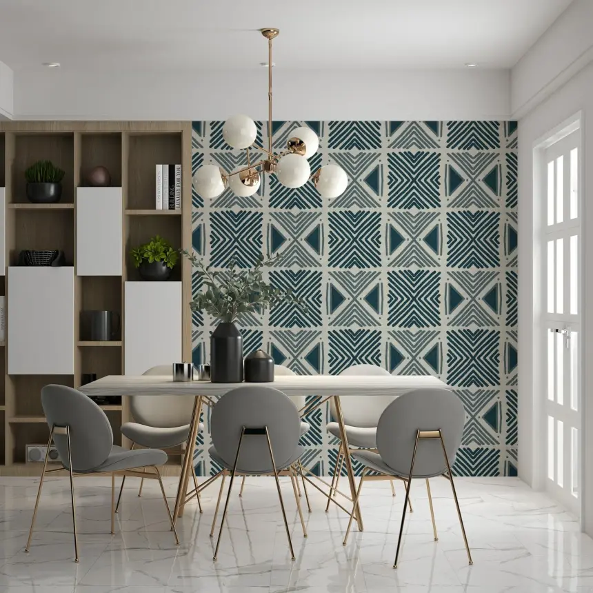 Tribal Denim Motif Wallpaper