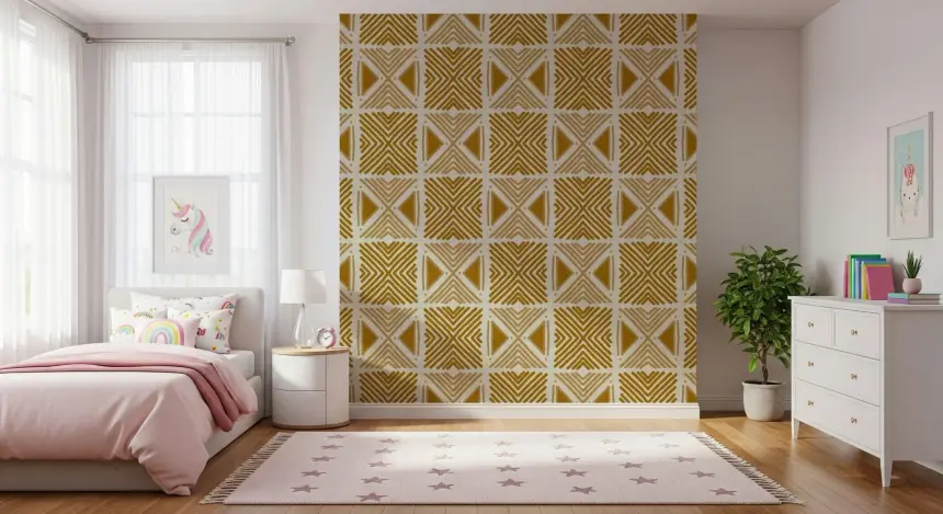 Tribal Foliage Motif Wallpaper