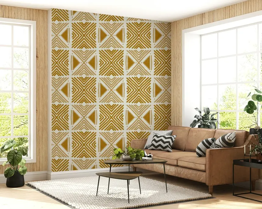 Tribal Foliage Motif Wallpaper