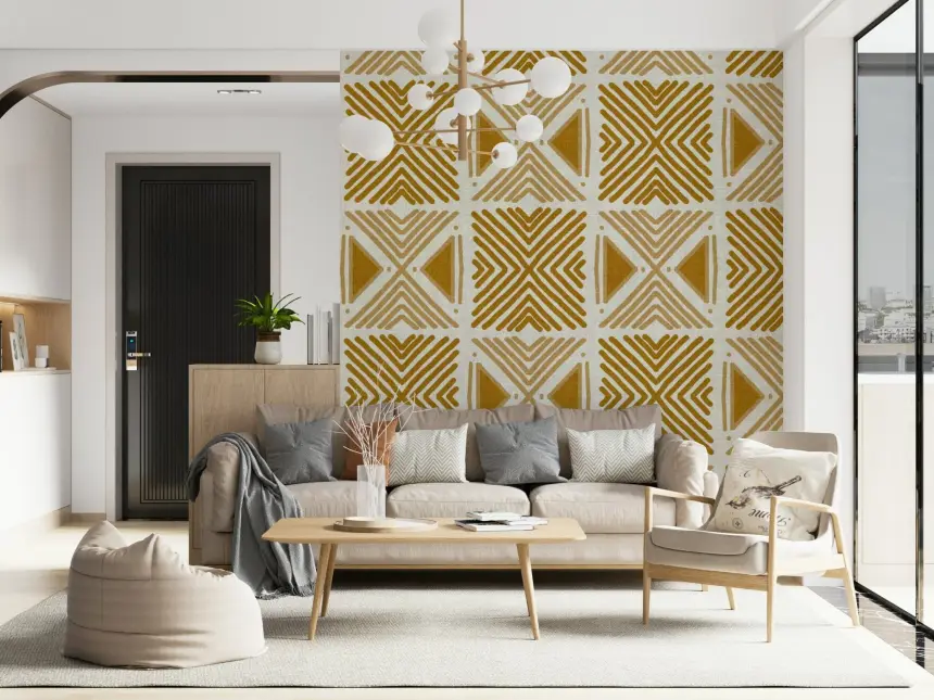 Tribal Foliage Motif Wallpaper