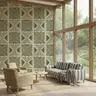 Olive Green Geometric Tribal Pattern Wallpaper 8