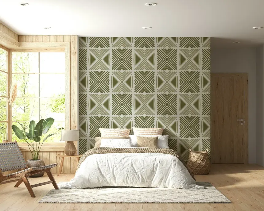Tribal Herbs Motif Wallpaper
