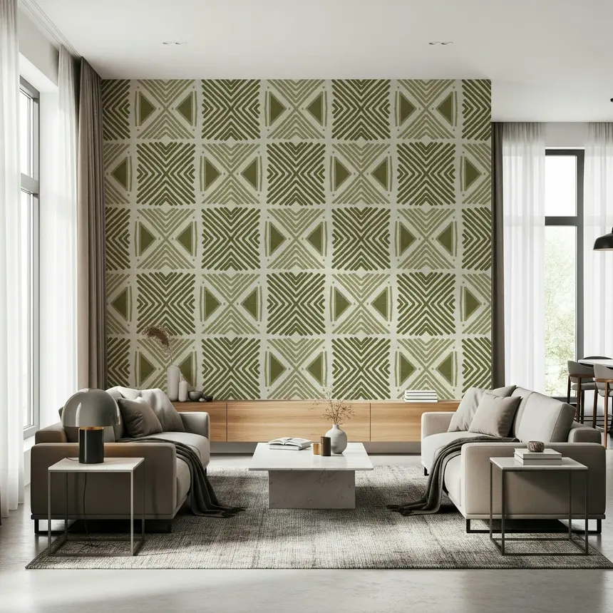 Tribal Herbs Motif Wallpaper